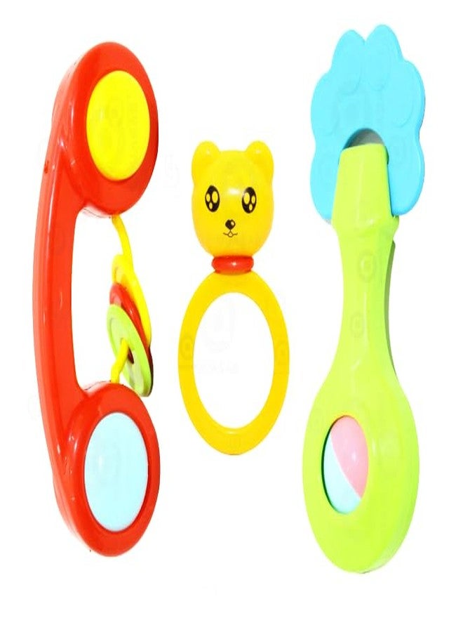 Quasar 3 in 1 Colorful Rattle Smoothing Plastic Non-Toxic Rings Babies 6months+ Children Toy and Infant Products Born Baby First Toys - Image 1